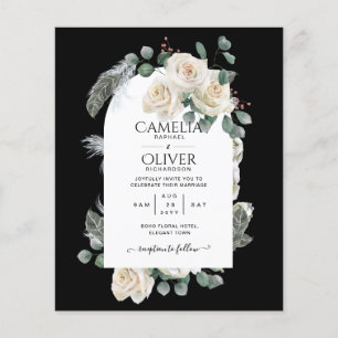 Flyer BAIXO ORÇAMENTO Rosas Brancas Casamento Elegante 