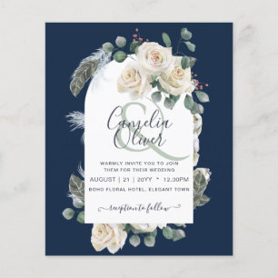 Flyer BAIXO ORÇAMENTO Rosas Brancas Casamento Elegante 