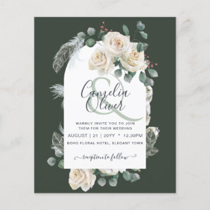 Flyer BAIXO ORÇAMENTO Rosas Brancas Casamento Elegante 