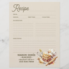 Flyer Bakery Pastry Chef Baking Recipe Page Cookbook