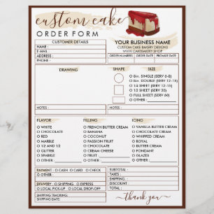 Flyer Bakery Strawberry Cheese Cake Order Form