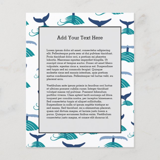 Flyer Baleia Azul Ondas Marítimas Oceano Animal Marinho (Frente)