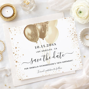 Flyer Balões de ouro branco de aniversário salvam a data