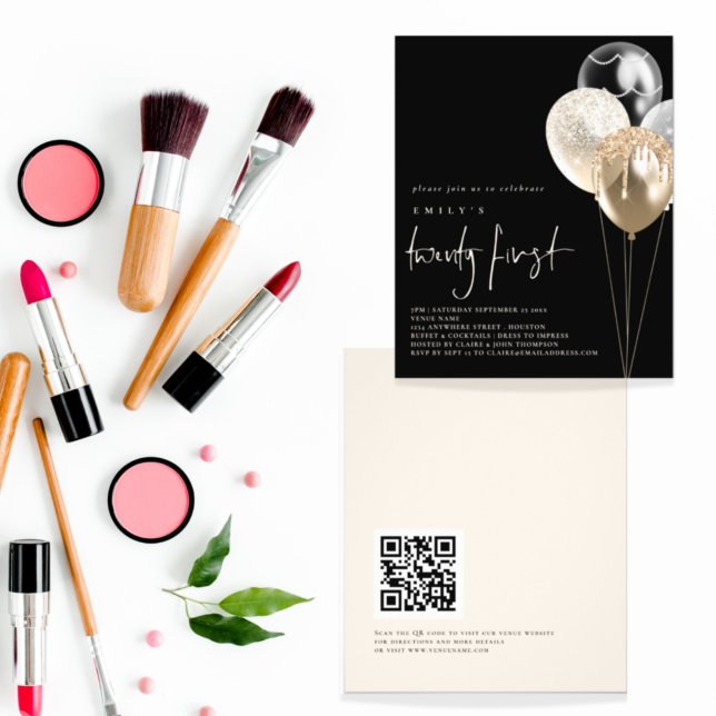 Flyer Balões de PAPEL Dourados Código QR de marfim 21 ru (Criador carregado)