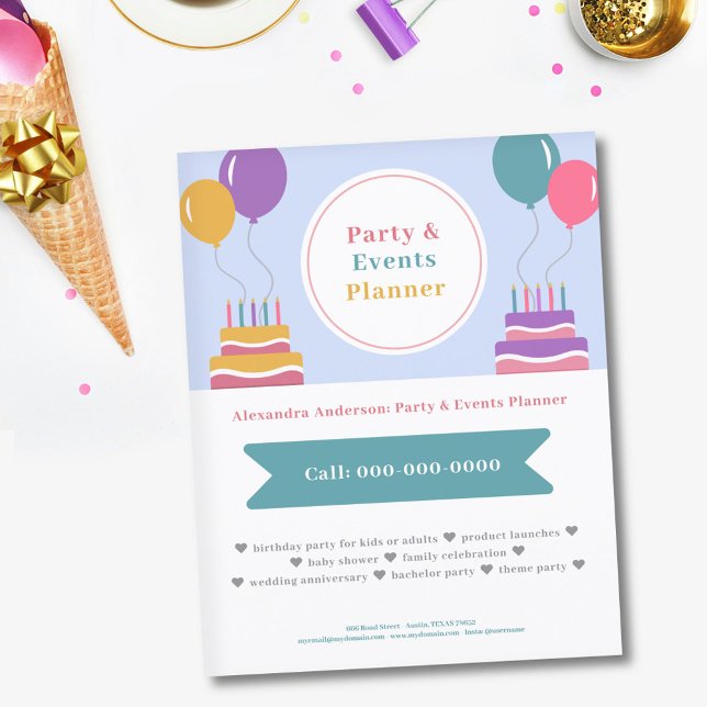 Flyer Balões - Planejador de Festa & Eventos (Balloons - Party & Events Planner Flyer)