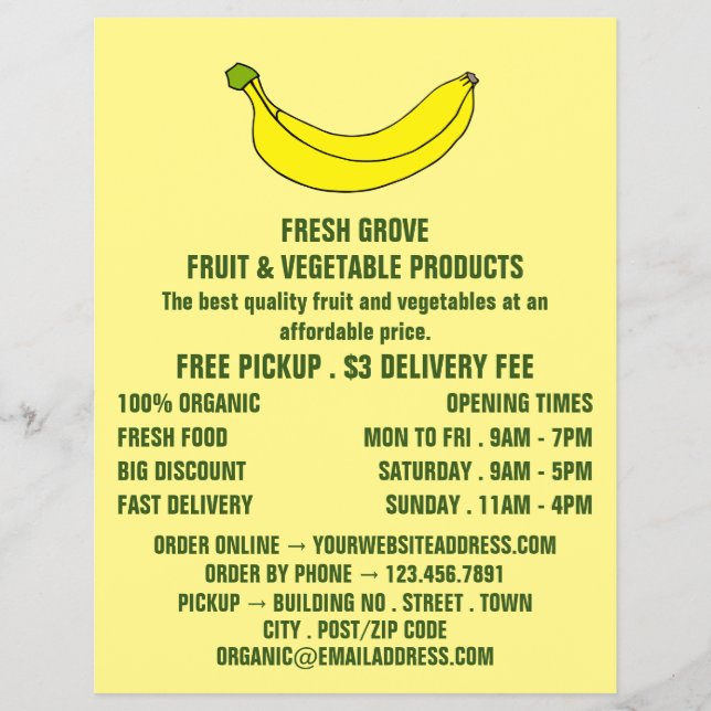 Flyer Banana, Greengrocers Publicidade (Frente)