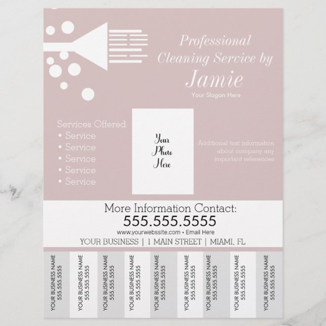 Flyer Bandas de Rasgos Rosa para Limpeza de Casa Profiss (Frente)