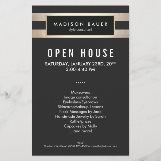 Flyer Bandas Douradas e Pretas Elegantes Modernas (Frente)