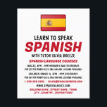 Flyer Bandeira Espanhola, Anúncio do curso em língua esp<br><div class="desc">Bandeira Espanhola,  Cursos De Língua Espanhola De Publicidade Na Loja De Cartão de visita.</div>