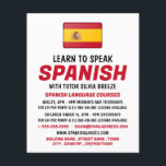 Flyer Bandeira Espanhola, Anúncio do curso em língua esp<br><div class="desc">Bandeira Espanhola,  Cursos De Língua Espanhola De Publicidade Na Loja De Cartão de visita.</div>