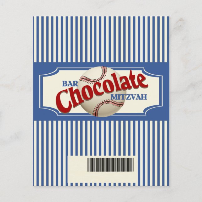 Flyer Bar de Chocolate Mitzvah Baseball Wrapper (Frente)