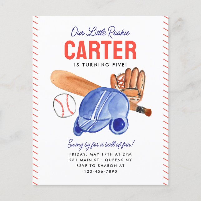 Flyer Barata Nosso Pequeno Capacete De Rookie Baseball A (Frente)