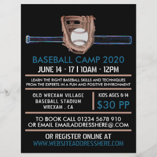 Flyer Bat & Gear Neon Baseball, Anúncio do Camp Basebal
