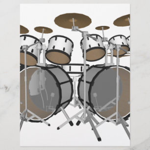 Flyer Bateria: Kit de Bateria Branco: Modelo 3D: