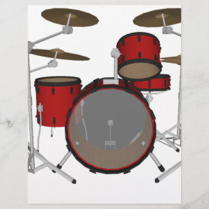 Flyer Bateria: Kit de Bateria Vermelho: Modelo 3D: