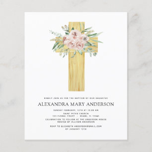 Flyer Batismo orçamental Rosa Rosa Rosa Greenerescente 