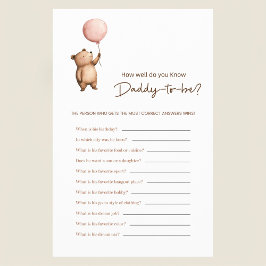Flyer Bear Balloon Daddy Trivia Baby Shower Game