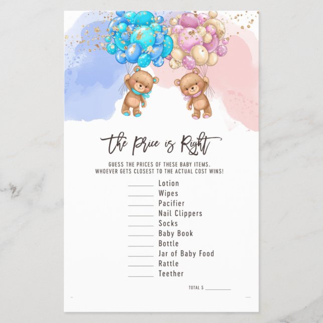 Flyer Bear Balões Preço Certo, Jogo de Revolução de Gêne (Frente)