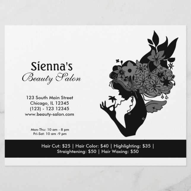 Flyer Beauty Salon (Preto) (Frente)