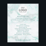 Flyer beauty salon your logo on teal marble<br><div class="desc">beauty salon professional makeup artist flyer</div>