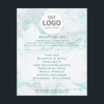Flyer beauty salon your logo on teal marble<br><div class="desc">beauty salon professional makeup artist flyer</div>
