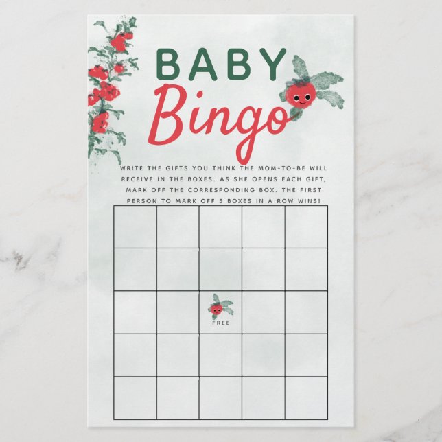 Flyer Bebê Bingo Chá Jogo Russo Pequena Vinha de Tomate (Frente)
