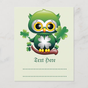 Flyer Bebê Coruja Fofo St Patrick Desenho Animado