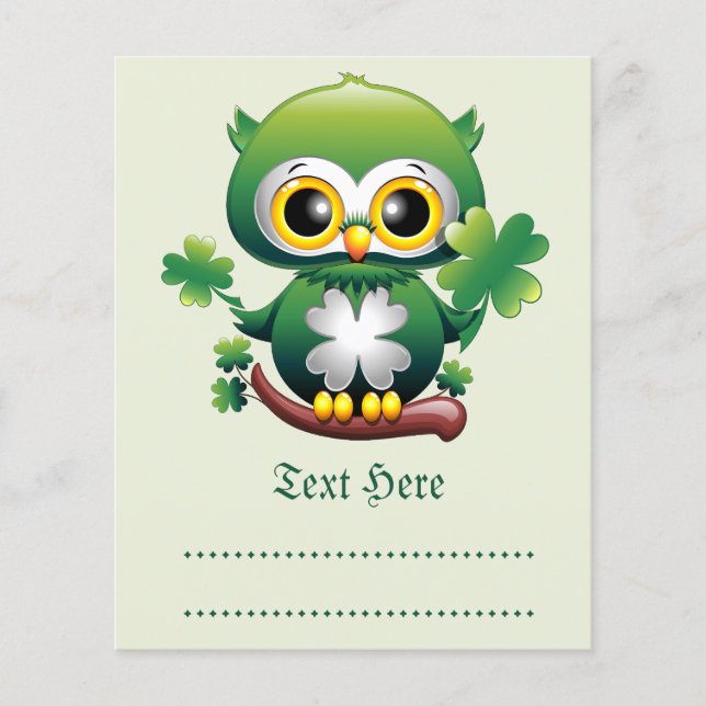 Flyer Bebê Coruja Fofo St Patrick Desenho Animado (Frente)