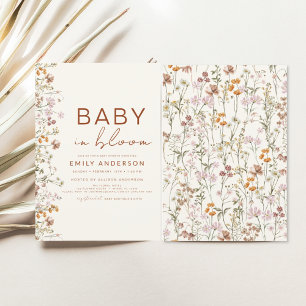 Flyer Bebê de flor selvagem no Bloom Chá de fraldas Terr