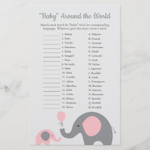 Flyer Bebê elefante rosa em torno da tradução mundial