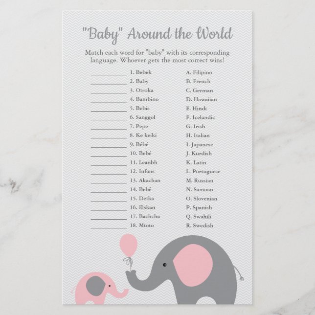 Flyer Bebê elefante rosa em torno da tradução mundial (Frente)