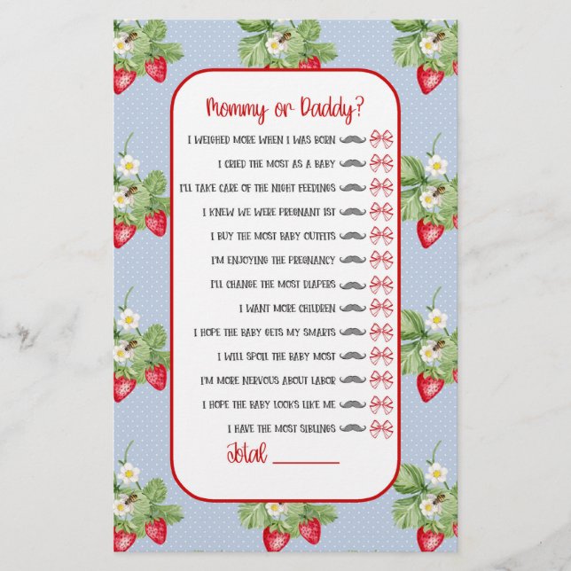 Flyer Bebê para Abelha Morango Aquarela Jogo de Chá (Frente)