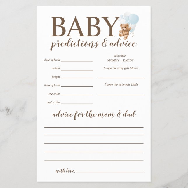 Flyer Bebês Predições e Conselhos Jogo do Urso Azul (Frente)