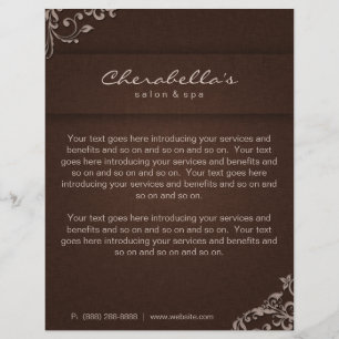 Flyer Bege de linho floral elegante de Brown dos termas
