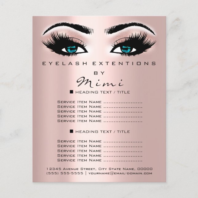 Flyer Bela Artista Makeup Salon Lash Rosa Blue Eyes (Frente)