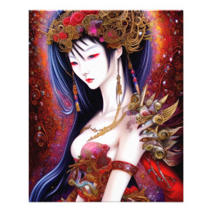 Flyer Bela garota japonesa fantasia gótica triptych