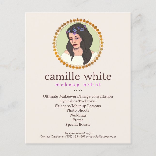 Flyer Bela Menina, Artista Maquietada e Símbolo De Cabel (Frente)