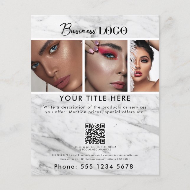 Flyer Bela Promocional de Negócios Salão de Salão (Frente)