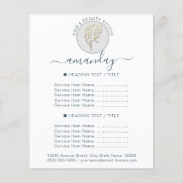 Flyer Beleza Salão Reabertura  Logo QR CODE Preço Branco