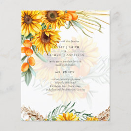 Flyer Belo Casamento Rústico de Girassóis Pampas Grass