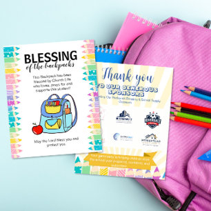 Flyer Bênção do fundo comunitário da igreja das mochilas