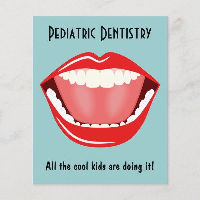 Flyer Big Mouth Small Dentist Dentistry Dental Blue (Frente)
