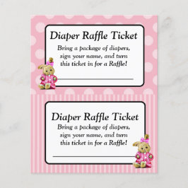 Flyer Bilhete de Raffle, Chá de fraldas Cor-de-Rosa, Cor