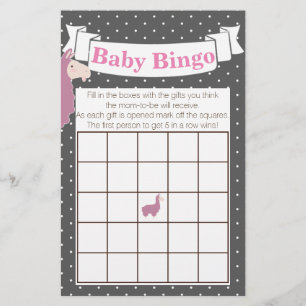 Flyer Bingo cor-de-rosa engraçado bonito do chá de