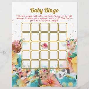 Flyer Bingo De Bebê Animal E Jogo De Chá de fraldas Race