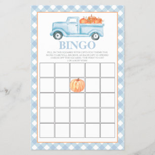 Flyer Bingo de Chá de Bebê de caminhão azul abóbora