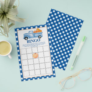 Flyer Bingo de Chá de Bebê de caminhão azul abóbora