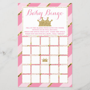 Flyer Bingo de Chá de Bebê, Pequena Princesa