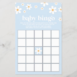 Flyer Bingo de Chá de Bebê Rosa Azul Retro Daisy