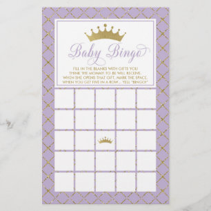 Flyer Bingo do bebê, jogo da princesa chá de fraldas